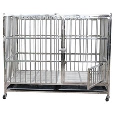 彬彬小舖 折疊白鐵不鏽鋼狗籠 結實穩固 附托盤 + 輪子, 1個, 單一顏色