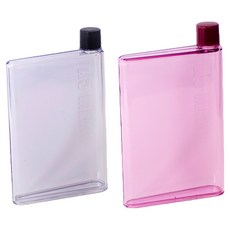 Osun 暢銷日韓A5筆記本造型水瓶/水壺 CE206, 420ml, 2個, 透明原色 + 桃紅色