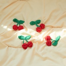 MystiKotita 櫻桃쿵치따 克拉拉 鑰匙圈 製作 編織 DIY 材料包, 1套, 紅色 綠色