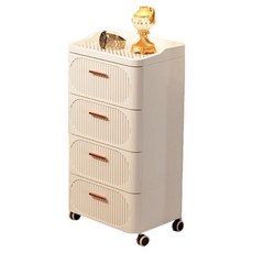 小麥購物 輕奢北歐風抽屜收納儲物櫃 4層 L1386, 米白色