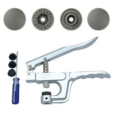 T型按扣手壓工具 + 啪扣 T型按扣 4種 x 20入 套組 13mm T-577, 1套, 灰色