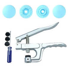 T型塑膠四合扣手壓模具工具 + 啪扣/T型塑膠四合扣 4款 x 20入組 13mm T-144, 1套, 寶寶藍