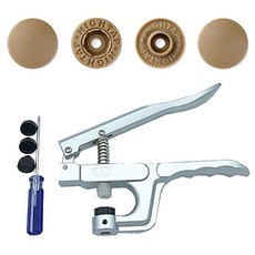 T型四合扣手壓模具工具 + 啪啪扣 T型四合扣 4種 x 20p 套組 11mm T-118, 金色米白色, 1套