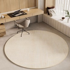 AFAMIC 艾法 奶油系地板防刮桌椅地墊 水晶絨印花地毯 圓形