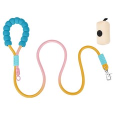파스텔펫 반려동물 리드줄 + 배변봉투 파우치 세트, 옐로우핑크, 1세트