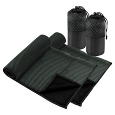 스포홀릭 여름 건식 스포츠 쿨 타월 100 x 30 cm, 블랙, 2개