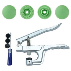 T型四合扣手壓模具 + 啪鈕 T型四合扣 4款 x 20p 套組 11mm T-532, 1套, 庭院綠