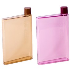 Osun 歐桑生活 暢銷日韓A5筆記本造型水瓶2件組 CE206, 420ml, 1套, 咖啡色 + 桃紅色