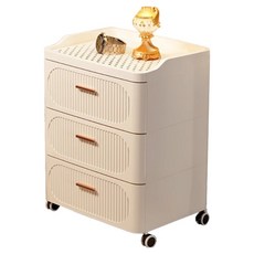 小麥購物 輕奢北歐風抽屜收納儲物櫃 3層 L1386, 米白色