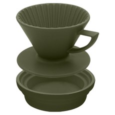 SADOMAIN 仙德曼 旅用露營用品陶瓷濾杯杯座組, 消光綠, 1套