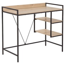 H&D 東稻家居 簡單生活雙層收納萬用書桌 3.1尺, 木紋色