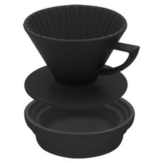 SADOMAIN 仙德曼 旅用露營用品陶瓷濾杯杯座組, 消光黑, 1套