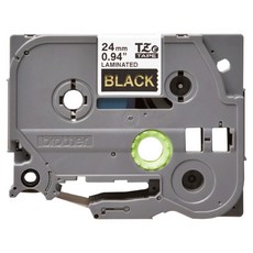 brother 兄弟牌 原廠特殊護貝標籤帶 TZe-354 24mm, 黑底金字, 8m
