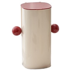 小麥購物 按壓升降化妝刷收納筒 L2480, 1個, 紅米色