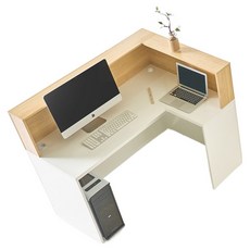 필웰 무노 카운터 ㄱ자 안내데스크 1200 좌측 방문설치, 내추럴오크 + 화이트