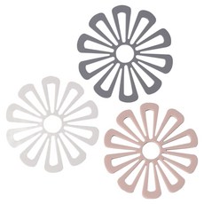 一鳥食器 花形隔熱墊3件組, 1套, 白色 + 深灰色 + 粉色