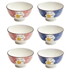 陶瓷點心碗 飯碗 6P組, 紅色, 紅色, 紅色, 藍色, 藍色, 藍色, 1套