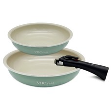 VBC CASA 電磁爐用神奇免持平底鍋3件組, 綠色, 1套, 20cm平底鍋 + 28cm平底鍋 + 免持把手