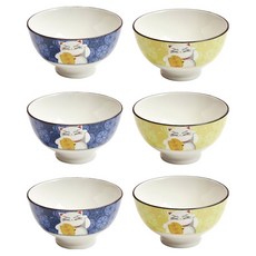 陶瓷點心碗 飯碗 6P組, 黃色, 黃色, 黃色, 藍色, 藍色, 藍色, 1套