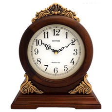 RHYTHM 日本麗聲時計 歐式古典實木雕花座鐘, 咖啡色