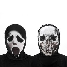 PARTYSHOW 蒙面網紗面具 骷髏 + 驚聲尖叫 套組, 混色, 1套