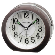 RHYTHM 日本麗聲時計 靜音掃秒夜燈鬧鐘, 咖啡色