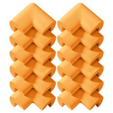 Le Meilleur 嬰兒角落保護墊 緩衝墊 邊角全黏著式 兒童房安全防護條, 橘色, 12個