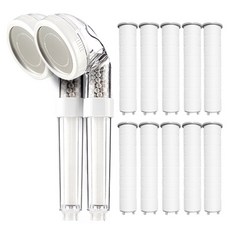 Leverance 過濾蓮蓬頭 2個 + 濾芯 10個, 白色, 1組