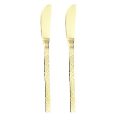 Bogen 韓國製造 錘紋光澤餐具 奶油刀, 金色, 2個