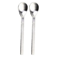 Bogen 韓國製造 鎚目光澤餐具茶匙, 銀色, 2個