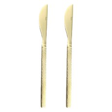 Bogen 韓國製 鎚紋餐具 餐刀, 金色, 2個