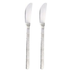 Bogen 韓國製造 錘紋光澤餐具 奶油刀, 銀色, 2個