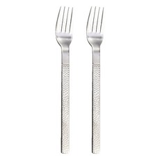 Bogen 韓國製造 槌目亮光餐具 點心叉, 銀色, 2個