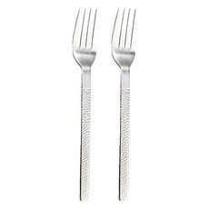 Bogen 韓國製造 鎚目紋餐具 甜點叉, 銀色, 2個