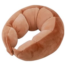 毛絨豌豆護頸U型枕, 1個, 棕色