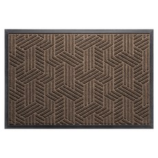 小麥購物 北歐風耐髒耐磨橡膠刮泥地墊, 1個, 棕色 幾何