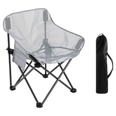 Ttabongoppa 露營夏季全網眼側邊口袋折疊椅 44 x 44 x 68 cm JNHA1993, 灰色, 1個