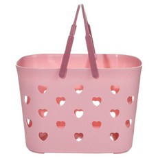 PEONIST 愛心深型浴室提籃 沐浴籃, 粉紅色