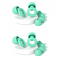 Misoroun 飛機用睡眠矽膠耳塞 2p + 耳帽 4p 組 薄荷綠, 2套