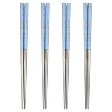 키친유 골드마블 스텐 젓가락 4벌 세트, 블루, 1세트, 젓가락 4p