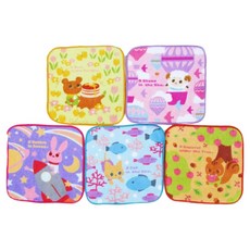 MARUSHIN 丸真 Piccolino迷你小方巾5件組, 動物朋友, 1組