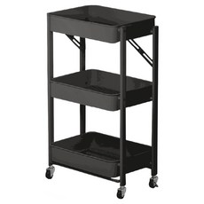 ONE HOUSE 免安裝折疊收納推車 LM-K313-1, 黑色, 3層