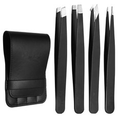 AHOYE 專業修容眉毛/粉刺夾4件組, 黑色, 1組