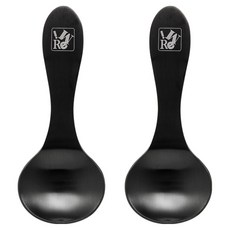 Cookco 304不鏽鋼甜點餐具圓湯匙, 黑色, 2個