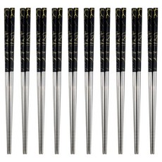 kitchen U 金色大理石紋不鏽鋼筷, 黑色, 10個, 單品