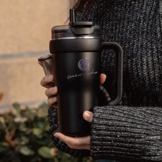 COTD 把手保溫杯, 1個, 黑色, 1.2L