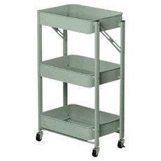ONE HOUSE 免安裝折疊收納推車 LM-K313-8, 3層, 墨綠色