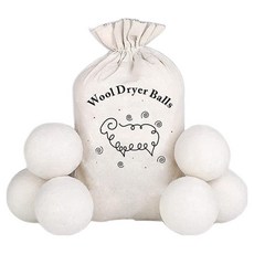 鬆軟羊毛烘衣球 6入 + 收納袋組合, 白色, 1套