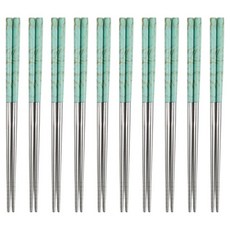 kitchen U 金色大理石紋不鏽鋼筷, 薄荷綠, 10個, 單品