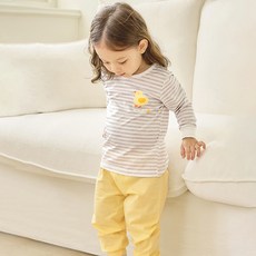 unifriend 兒童小雞單面九分棉質內衣上下套裝